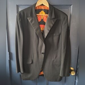 1971 Chipp Bespoke Single-Button Blazer Black Wool Silk Lined Vintage